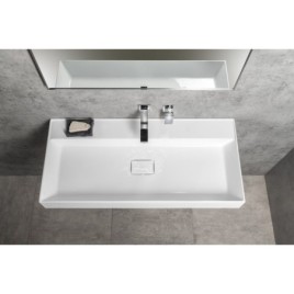 Lavabo GODIVA, bille, 96x44cm, sans trou de robinet, blanc