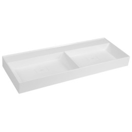 GODIVA double lavabo, bille, 119x44cm, sans trou de robinet, blanc