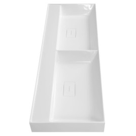 GODIVA double lavabo, bille, 119x44cm, sans trou de robinet, blanc