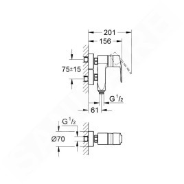 Grohe Eurostyle Cosmopolitan - Mitigeur de baignoire à levier Vertica, chrome 23300000