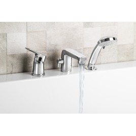 LOTTA Deck Mounted 3 Hole Mixer Tap, chrome