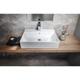 KUBE X lavabo en céramique 60x47cm, bord inférieur groud, blanc ExtraGlaze
