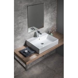 KUBE X lavabo en céramique 60x47cm, bord inférieur groud, blanc ExtraGlaze