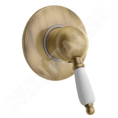 Sapho Kirké - Mitigeur de douche encastré White, 1 sortie, manette blanche, bronze KI41BB