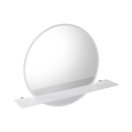 Miroir rond VISO avec éclairage LED et étagère, ø 60cm, blanc mat