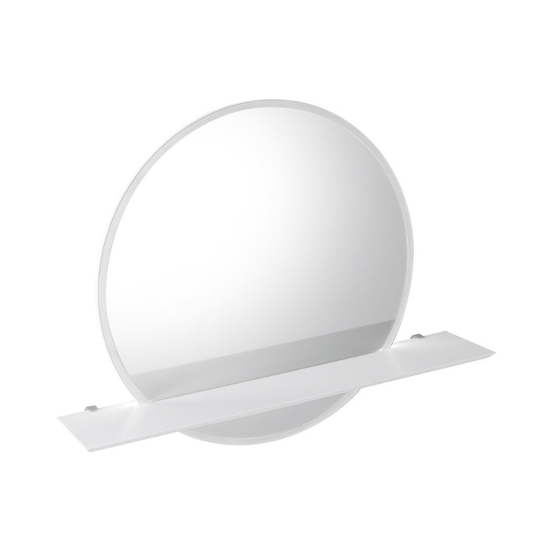 Miroir rond VISO avec éclairage LED et étagère, ø 60cm, blanc mat