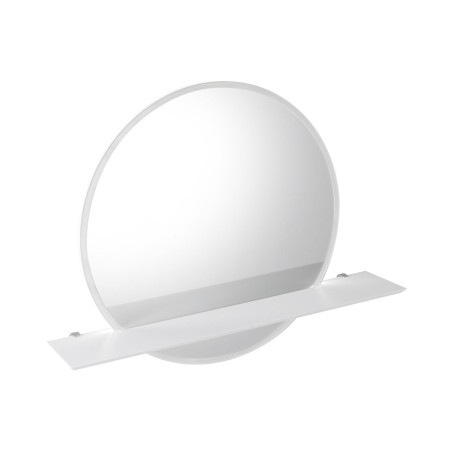 Miroir rond VISO avec éclairage LED et étagère, ø 60cm, blanc mat