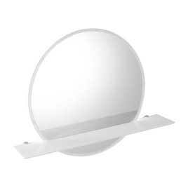 Miroir rond VISO avec éclairage LED et étagère, ø 70cm, blanc mat