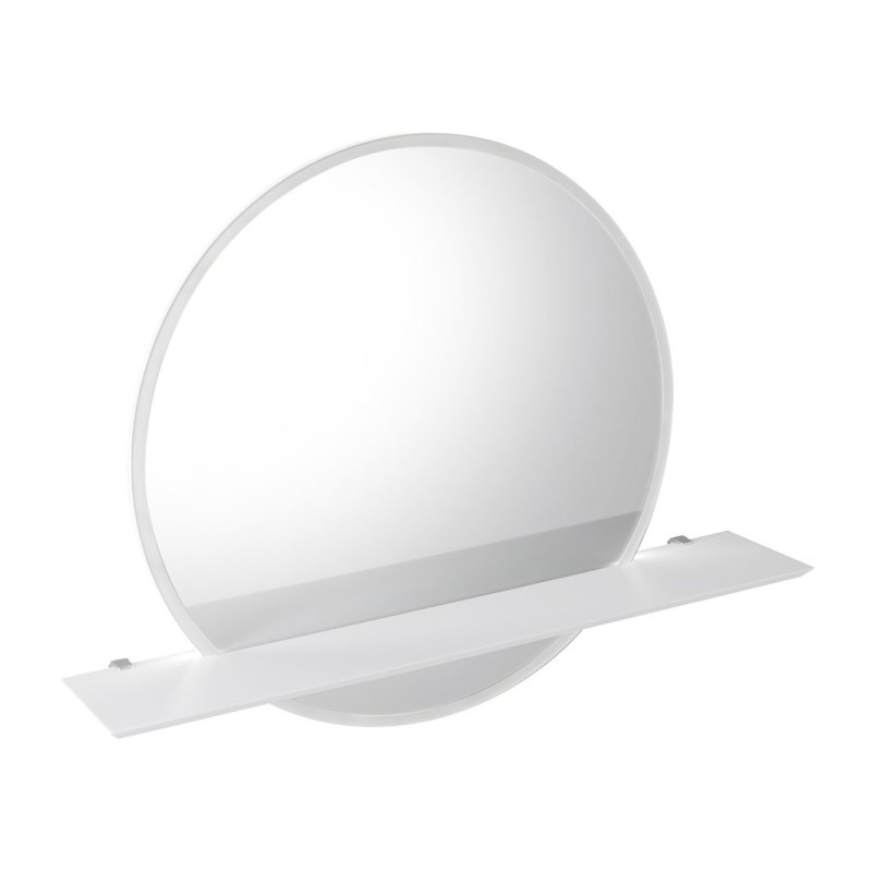 Miroir rond VISO avec éclairage LED et étagère, ø 70cm, blanc mat