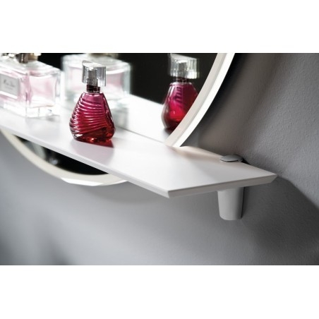 Miroir rond VISO avec éclairage LED et étagère, ø 70cm, blanc mat