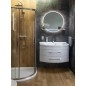 Miroir rond VISO avec éclairage LED et étagère, ø 70cm, blanc mat