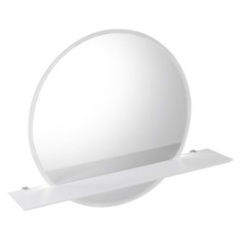 Miroir rond VISO avec éclairage LED et étagère, ø 80cm, blanc mat