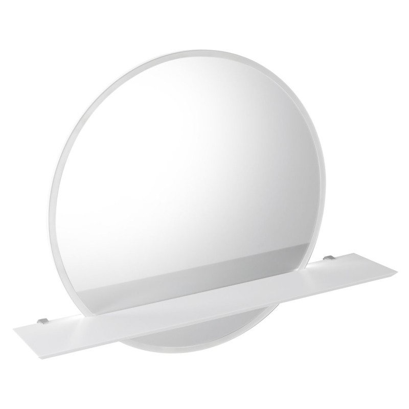 Miroir rond VISO avec éclairage LED et étagère, ø 80cm, blanc mat