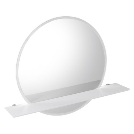 Miroir rond VISO avec éclairage LED et étagère, ø 80cm, blanc mat