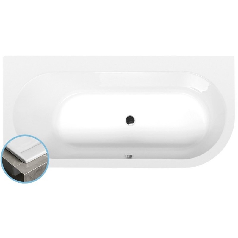 ASTRA L SLIM Bain asymétrique 165x80x48cm, blanc ASTRA L SLIM Bain asymétrique 165x80x48cm, blanc
