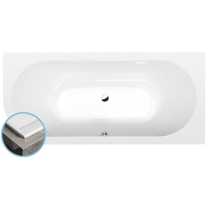 VIVA R SLIM Bain asymétrique 185x80x47cm, blanc VIVA R SLIM Bain asymétrique 185x80x47cm, blanc