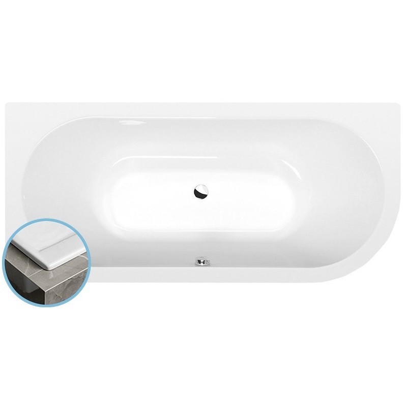 VIVA L SLIM Bain asymétrique 175x80x47cm, blanc VIVA L SLIM Bain asymétrique 175x80x47cm, blanc