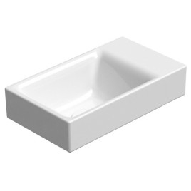 NUBES lavabo en céramique 40x23cm, pas de trou de robinet, droite/gauche, blanc ExtraGlaze