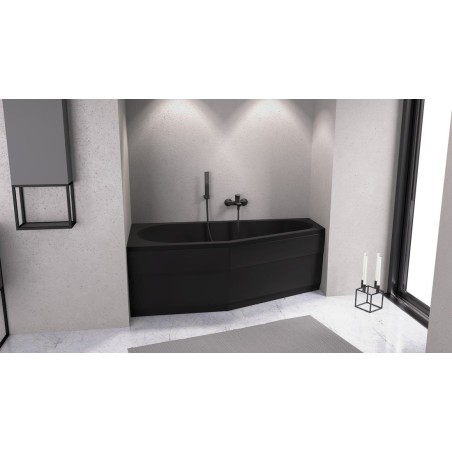 TIGRA L Bain Asymétrique 170x80x46cm, Noir Matt