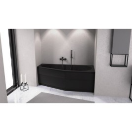 TIGRA R Bain Asymétrique 170x80x46cm, Noir Matt
