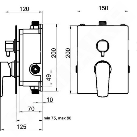 Novaservis Metalia 58 - Mitigeur encastré 2 sorties, avec corps d’encastrement, noir BOX58051R,5