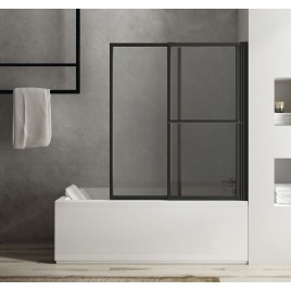 Écran de bain pliant OLBIA, (W) 1230mm, noir mat/clair