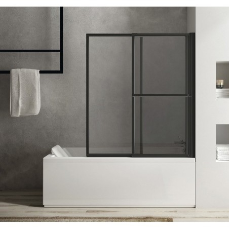 Écran de bain pliant OLBIA, (W) 1230mm, noir mat/clair