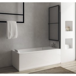 Écran de bain pliant OLBIA, (W) 1230mm, noir mat/clair