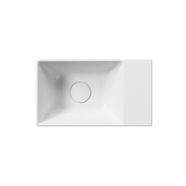 KUBE X lavabo en céramique 40x23cm, pas de trou de robinet, droit / gauche, blanc mat
