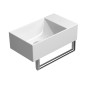KUBE X lavabo en céramique 40x23cm, pas de trou de robinet, droit / gauche, blanc mat