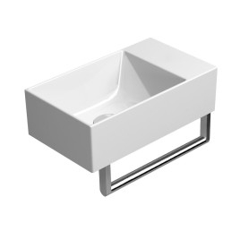 KUBE X lavabo en céramique 40x23cm, pas de trou de robinet, droit / gauche, blanc mat