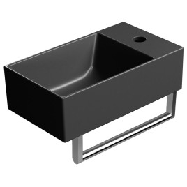 KUBE X Ceramic Washbasin 40x23cm, droit / gauche, noir mat
