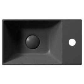 KUBE X Ceramic Washbasin 40x23cm, droit / gauche, noir mat