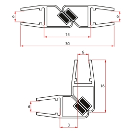 Set pilote de joints magnétiques 45° pour 2 portes