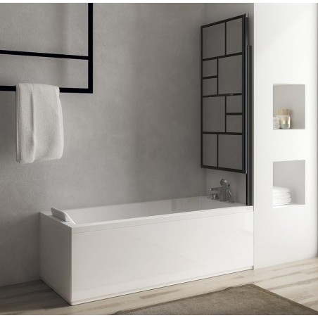 Écran de bain pliant de PARANA, (W) 800mm, verre noir mat/clear