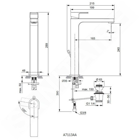 Ideal Standard Edge - Mitigeur pour vasque avec bonde, BlueStart, chrome A7113AA