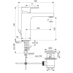 Ideal Standard Edge - Mitigeur de lavabo Grande avec bonde, chrome A7109AA