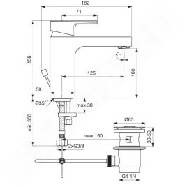 Ideal Standard Edge - Mitigeur de lavabo avec bonde, chrome A7104AA