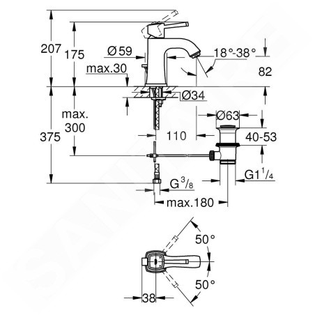 Grohe Grandera - Mitigeur de lavabo avec vidage, dimension M, Warm Sunset 23303DA0