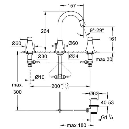 Grohe Grandera - Mitigeur de lavabo avec vidage, taille M, installation à 3 trous, Warm Sunset 20389DA0