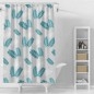 Rideau de douche 180x180cm, vinyle, gris, feuilles vertes