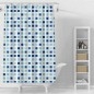 Rideau de douche 180x180cm, vinyle, blanc, dés bleu