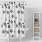 Rideau de douche 180x180cm, vinyle, blanc, fleurs noires