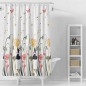 Rideau de douche 180x180cm, vinyle, blanc, fleurs colorées