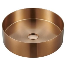 AURUM lavabo en acier inoxydable, diamètre 38 cm, y compris drain, cuivre mat