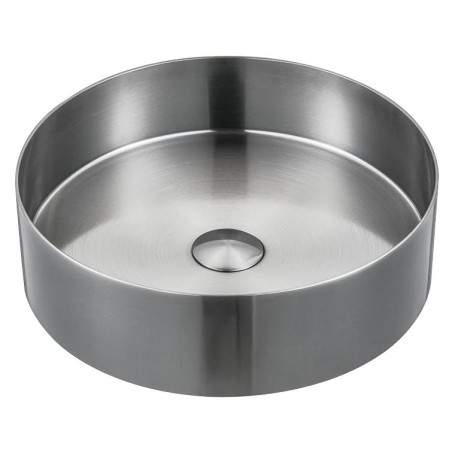 AURUM lavabo en acier inoxydable, diamètre 38 cm, y compris drain, acier inoxydable brossé