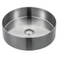 AURUM lavabo en acier inoxydable, diamètre 38 cm, y compris drain, acier inoxydable brossé