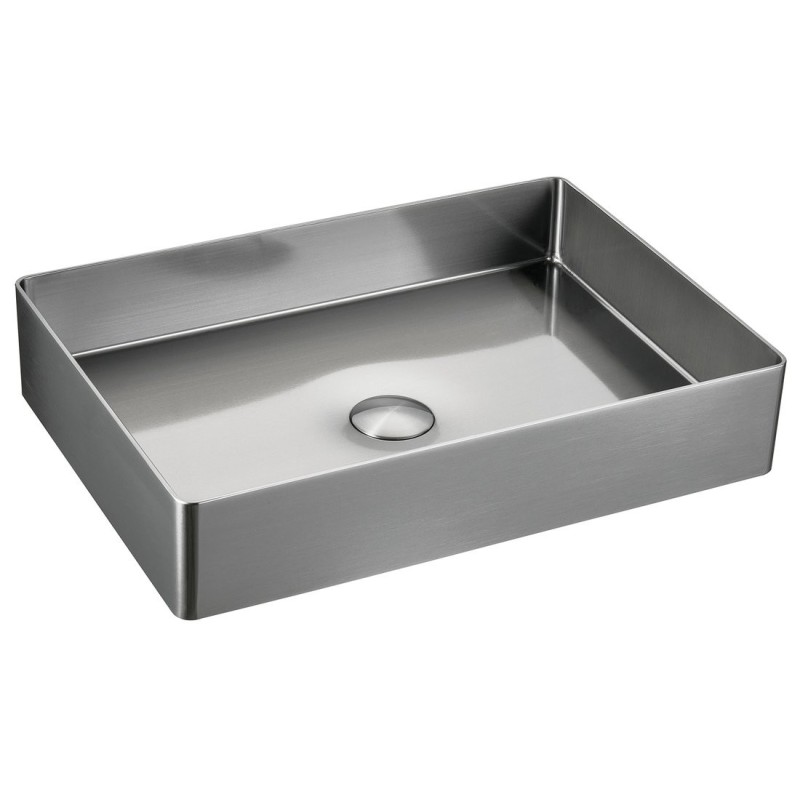AURUM lavabo en acier inoxydable 50x35 cm, y compris le drain, acier inoxydable brossé