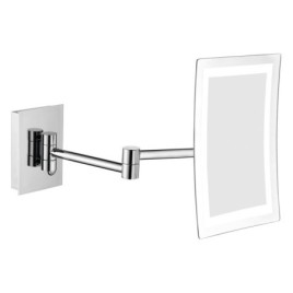 Miroir lumineux LED cosmétique, carré, chrome