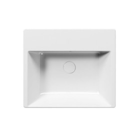 KUBE X lavabo en céramique 55x47cm, demi-rejetée, pas de trou de robinet, blanc ExtraGlaze